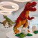 An exhibit of dinosaurs made from Lego bricks